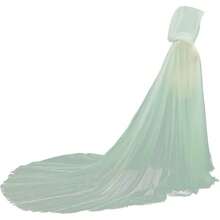 Vestido de novia con capucha de tul para mujer, con capa de elfo, con tren largo - Verde claro - Ver 5