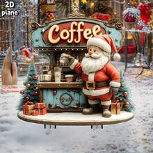 Charming Christmas Yard Decoration Set - Santa Claus Coffee Shop, Suitable For Outdoor Holiday Display