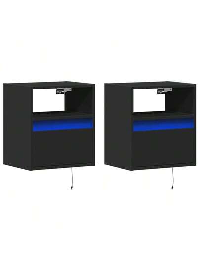VidaXL TV Wand Units LED Lighting, stuks 41x31x45 Cm, Zwart view 3