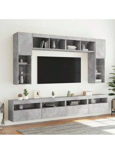 VidaXL TV Wand Units LED Pcs 60x30x40 Cm Concrete Grijs view 6