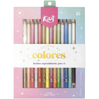 Lápices de Colores Largos Redondos de 4 mm Caja con 15 Piezas Kiut