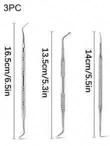 3PCS Stainless Steel Ingrown Toenail Tool Kit - Double Sided Pedicure Nail File, Lifter, Spoon, And Pusher For Cleaning And Removing Ingrown Toenails,Bag,Organizer,Storage