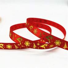 5yards 10mm Christmas Ribbon Printed Christmas Polyester Ribbon For Handmade Design Christmas Decoration Gift Packing