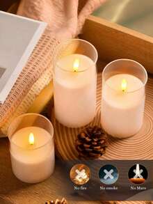 3pcs Decorative Lights, LED Atmosphere Night Lights, White Candle Lights With Remote Control, For Home Decor, Party Decor, Birthday Party, Outdoor Decor, Wedding Decor, Bedroom, Study, Reading Room, School, Restaurant, Bar, Cafe, Suitable For Halloween, Thanksgiving, Christmas, Valentine's Day, Mother's Day, Father's Day, Can Be Used As Holiday Gifts, Birthday Gifts, Wedding Gifts