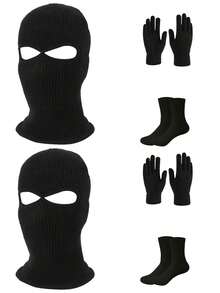 2-hole Black (2 Pieces Of Hat + Gloves + Socks)