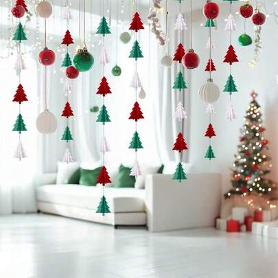 20 món đồ trang trí Giáng sinh, vật dụng tiệc tùng, cây thông Noel mini 3D, cờ treo bằng giấy, trang trí cửa sổ trưng bày