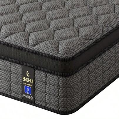 ENSHUI 12/14 Inch Hybrid Mattress Twin Full Queen King – Bed In A Box With Gel Memory Foam And Pocket Springs For Pressure Relief, Cool Breathable Sleep And Edge Support – Medium Firm, Durable, Fiberglass-Free And Odorless Mattress, Ideal For All Sleep Positions And Gift-Ready Comfort