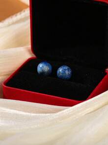 6/8/10mm Natural Stone Round Bead Stainless Steel Stud Earrings, Agate/Crystal/Faux Pearl And Other Natural Materials, Lucky Stone Healing Stone Energy Boosting, Fashion Jewelry Earrings For Women