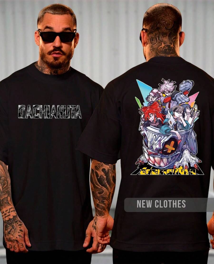 Gachiakuta Unisex Basic Cotton T-Shirt Manga Anime Rudo Enjin Zanka Riyo - màu đen - Xem 1