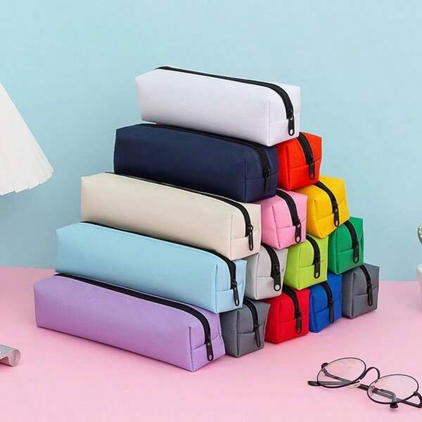 1 Pc Oxford Cloth Pencil Case – Minimalist Solid Color, Multi-Purpose Pen Pouch | Student Cartucheras Escolares