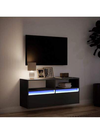 VidaXL TV Wand Unit LED Lighting 100x31x45 Cm Zwart view 5