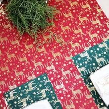 1 Piece Tablecloth Foil Print Christmas Snowflake Stag 59*59inch/59*102.36inch/59*120inch Golden Glow Fabric Holiday Brunch Potluck Family Gatherings Or Romantic Dinner Parties Themed Events Xmas Home Styling Even Photo Backdrops Festival Market
