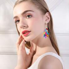Luxury Colorful Crystal Peacock Earrings, Fashion Elegant Rhinestone Statement Party Earrings For Women