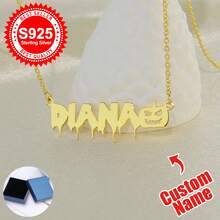 1pc S925 Sterling Silver Custom Gothic Name Necklace With Halloween Motifs - Personalized Jewelry For Friends, Goth Enthusiasts & Self - Perfect For Halloween Parties, Daily Edgy Looks & Festive Gifting Occasions