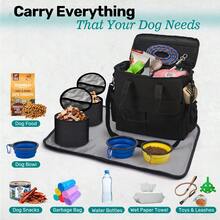 Airline-Approved Dog Travel Bag Pet Carrier Set With 2 Collapsible Bowls & Multi-Compartment Design - Zipper Closure - Ideal For Overnight Trips & Halloween Gifts, Adjustable Strap Dog Travel Bag, Pet Travel Essentials, Durable Pet Bag, 2 Colors - màu đen - Xem 4