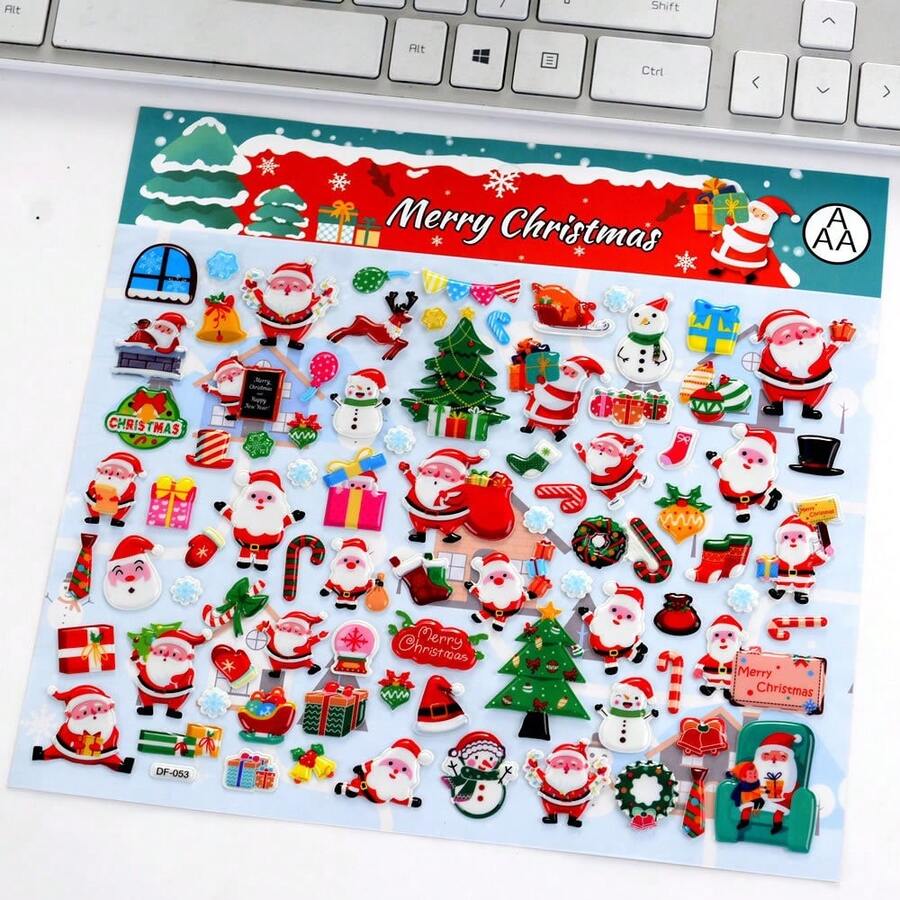 2 szt. "Naklejki dekoracyjne o tematyce bożonarodzeniowej, które dodadzą świątecznego klimatu, idealne do projektów DIY, dekoracji imprez, scrapbookingu i domowych aranżacji świątecznych"