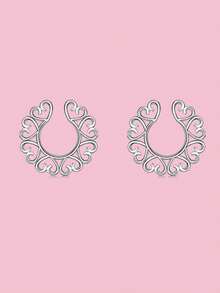 1 Pair Adjustable Clip-On Nipple Rings, Piercing-Free Body Jewelry For Women, Black/Silver, Mysterious Sexy Style - Multicolor - View 21