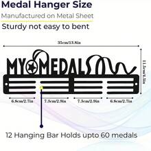1个创意金属奖牌挂架，壁挂式奖牌展示架，用于展示荣誉，高级墙面艺术工艺品装饰，时尚家居装饰，耐用节省空间的收藏奖牌收纳架，画廊式展示，理想的奖牌架，非常适合体育俱乐部、学校和个人房间，简约而奢华的装饰元素与现代室内设计相得益彰，易于壁挂安装，保持奖牌整齐可见，防止杂乱，是送给冠军、运动员和毕业生的贴心礼物。