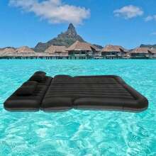 OUKANING Black Inflatable Mattress Car Air Mattress Car Inflatable Bed Cushion Camping Travel Bed - 黑色 - 查看 3