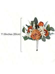 1pc Wedding Bouquets Roses Artificial Flowers Bouquets Fall Wedding Decor Bride Burnt Orange Bridal Bouquet For Wedding Terracotta Bouquets Wedding Ceremony Proposal,Rose Wedding Boutonniere,Fake Silk Rose Flowers Bouquet For Wedding Party Office Home Decor Crafts
