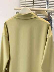 Women's Minimalist Casual Shirt Solid Button Down Long Sleeve Shirt Collar Elegant Top For Spring Fall Winter