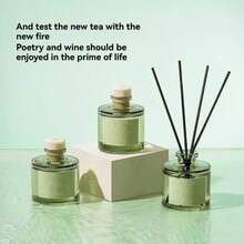 1pc, 50ML Air Freshener With 5pcs Fragrance Sticks, Suitable For Bathroom Deodorizer, Bedroom Fragrance, Home Decor, Glass Bottle, Rectangular, Feather-Free, Long-Lasting Fragrance Essential Oil, Ideal For Eliminating Odors, Valentine's Day Gift, Aromatherapy, Diffuser, Home Fragrance, House Freshener - Multicolor - View 3