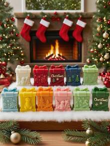 قالب سيليكون لصنع شمعة في صندوق هدايا عيد الميلاد - مرن وقابل لإعادة الاستخدام مع سهولة الفك، لديكور عيد الميلاد، صب الراتنج، صناعة الصابون والأعمال اليدوية الإيبوكسي، هدية عيد الميلاد المثالية للهواة الحرفيين - قالب سيليكون - أبيض - مشاهدة 4