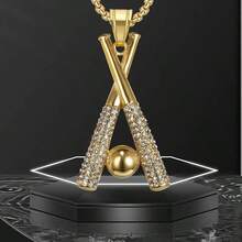 1pc Fashion Hip-Hop Baseball Bat Cross Creative Men's Women's Necklace Retro Punk Rock Festival Birthday Party Pendant Accessory - 吊墜項鍊 - 查看 1