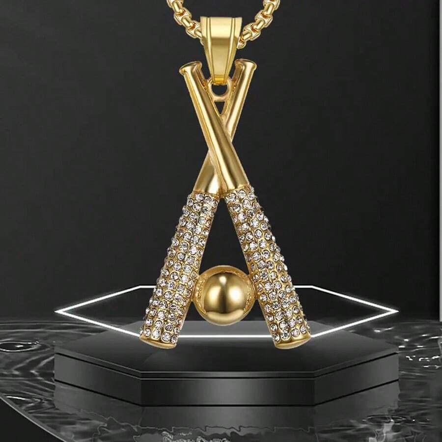 1pc Fashion Hip-Hop Baseball Bat Cross Creative Men's Women's Necklace Retro Punk Rock Festival Birthday Party Pendant Accessory - 吊墜項鍊 - 查看 1
