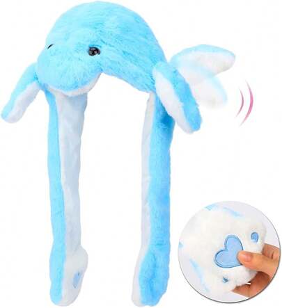 Animal Hat With Ears Moving Jumping Pop Up Beating Hat Plush Holiday Cosplay Dress Up Funny Gift For KidsEssential Festive Atmosphere For Christmas