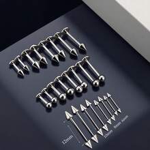 24PCS Labret Jewelry For Women Men 16G 316L Stainless Steel Lip Rings Spike Ball Flat Back Stud Straight Barbell Cartilage Earring Snake Bite Piercing Jewelry Tragus Helix Rook Conch Piercing Hypoallgenic 6mm 8mm 10mm 12mm - 銀色 - 查看 6