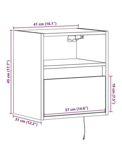 VidaXL TV Wand Unit LED Lighting 41x31x45 Cm Zwart view 2
