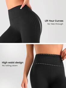 3 条装-黑色*3 女式高腰紧身裤超柔软弹力不透明修身瑜伽紧身裤均码和加大码