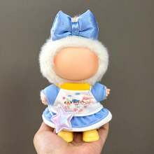 Conjunto de ropa para muñeca de 17 cm, compatible con Labubu, conjunto de ropa adecuado para muñecas de 6.7 pulgadas, accesorios de sombrero y ropa de moda y únicos, adecuado para muñecas de primera/segunda/tercera generación para jugar y exhibir, solo conjunto de ropa (excluye muñecas y zapatos)