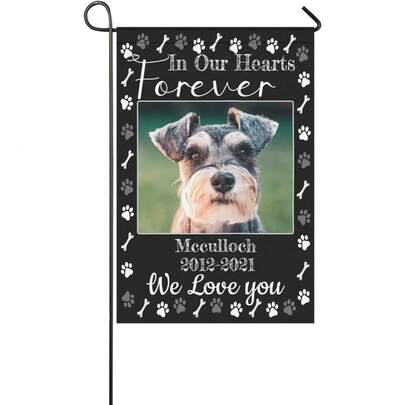 Custom Memorial Flag-Personalized Pet Dog Garden Flags Banners In Loving Memory With Dog's Photo Name Date For Outdoor Yard Home Decorations For Grave Pets Flag Double Sided 12x18 Inches Black