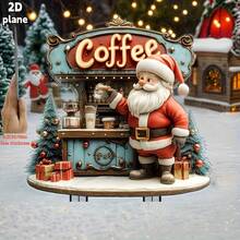 Charming Christmas Yard Decoration Set - Santa Claus Coffee Shop, Suitable For Outdoor Holiday Display