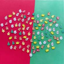 50pcs Mini Cute Christmas Resin Flat Back Charms, - Santa Claus, Snowman, Elk, Tree And Star Designs, Suitable For DIY Crafts, Hair Decorations, Nail Art, Scrapbook Decorations And Jewelry Making Accessories, Perfect Gifts For Christmas Parties - Multicolor - View 8