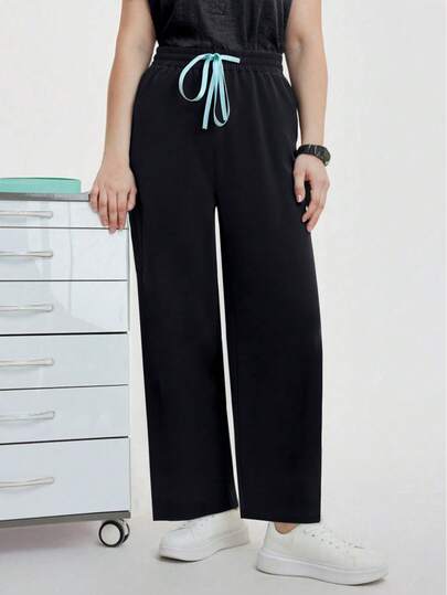 cimmuovere Pantalon de travail en tricot avec poche pour femmes en grande taille, tenue de travail pour infirmière, dentiste, soins de santé, hôpital vétérinaire, laboratoire