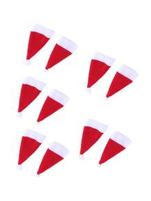 Christmas Themed Placemat With Christmas Hat Cutlery Rack, Featuring Santa Claus Printed On The Placemat, Creating A Festive Atmosphere, Mini Non-Woven Fabric Santa Claus Silverware Holders, Lollipop & Wine Bottle Toppers Decor, Dinner Table Decor For Christmas Party, Thanksgiving, And Other Festive,Easy To Clean, Durable And Wear-Resistant,Reusable, The Best Decoration For Christmas, Christmas Gift, Christmas Home