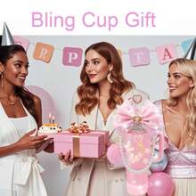QY Bling Cup Accessories For 40/30/20 Oz Tumbler With Handle Including Glitter Bow Straw Topper, Heart Straw Cover, Pearl Water Bottle Handle Strap, Boot, Pom-Pom, Keychain Charms(Pink) 2216 - 粉紅色風格2 - 查看 3