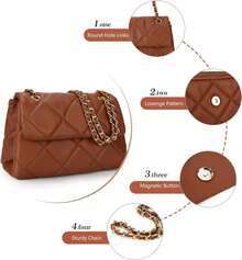 Quilted Crossbody Bags Women Small Shoulder Bags With Chain Clutch Cute Designer Bag - màu đen - Xem 5