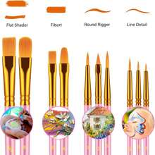 Paint Brushes Set, 10 Pcs Paint Brushes For Acrylic Painting, Oil Watercolor Acrylic Paint Brush, Artist Paintbrushes For Body Face Rock Canvas, Kids Adult Drawing Arts Crafts Supplies, Blush - Multicolor - View 4