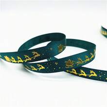 5yards 10mm Christmas Ribbon Printed Christmas Polyester Ribbon For Handmade Design Christmas Decoration Gift Packing