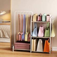 Purse Organizer Closet, Large Capacity Purse Rack With 2 Purse Hangers And 5 Purse Hooks Bag Organizer, Freestanding 3 - Tier Handbag Organizer Purse Storage, Ironwood Purse Holder, White - Lớn - Xem 6