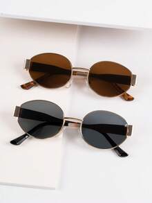 1 件/2 件/3 件女士金属框椭圆形时尚眼镜，适合日常使用、旅行、度假、海滩 - 彩色 - 查看 16