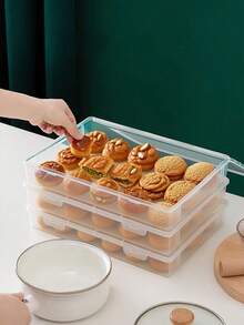 2 件/1 件厨房食品储存容器，蛋糕和饼干容器，透明厚 PP 材质，多尺寸翻盖密封防水储物盒，大容量冰箱食品分隔盒，适用于家庭厨房食物分装、开斋节食品储存、餐厅食材保存 - 無色 - 查看 4