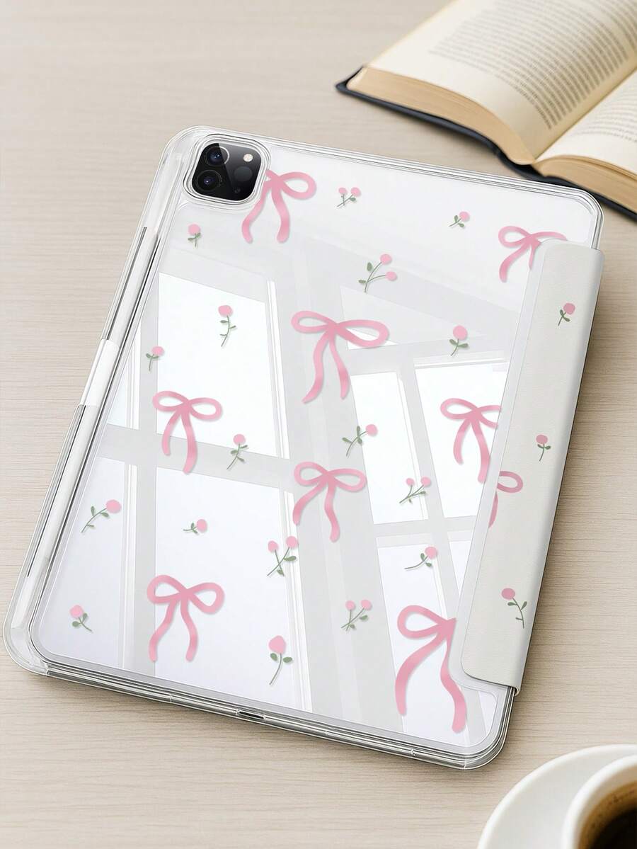 The Beautiful And Cute Cartoon Pink Flower Bow Double-Sided Painted Acrylic Transparent Crystal Back Cover Is Shockproof And Suitable For IPad 7th Generation, 8th Generation (10.2 Inches), And 10th Generation. It Has A Built-In Pen Slot And Supports Sleep And Wake-Up Functions/Multiple Folding Stand Methods. These Are Festival Gifts And New Year Gifts