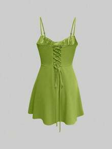 Cute Bow Backless A-Line Dress, Sexy Slim-Fitting, Spring/Summer Fashion,Sexy Sleeveless Lace-Up A-Line Dress, New Summer Women Clothing Design - Green - View 2