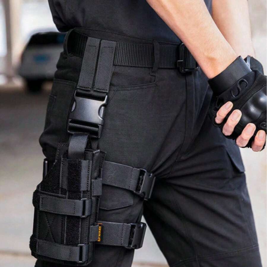 1 Pc Right-Handed Tactical Thigh Holster - Adjustable Quick-Draw With Magazine Pouch, 600D Nylon For CS Field & Airsoft