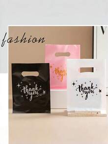 10/50pcs Rose Thank You Gift Bags, Plastic Bags For Small Business, Shopping Bags, Ideal For Festival, Birthday, Party Favors, Wedding Gift Packaging, Suitable For Gifts, Parties, Shops, Boutiques, Etc.
